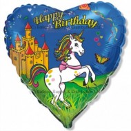 Happy Birthday Unicorn Heart Balloon
